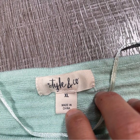 Style &Co Sweater boat neck Ribbed size XL mint green - Picture 5 of 9